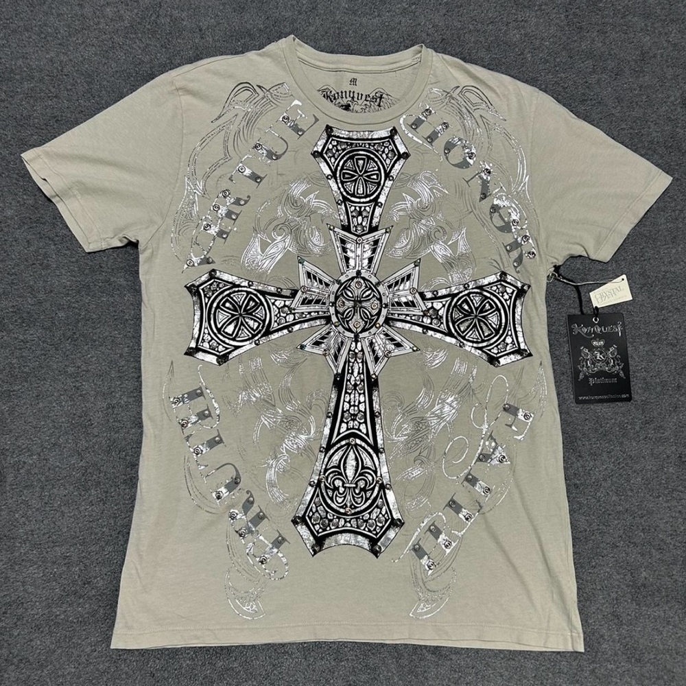 Konquest Platinum Studded Cross Graphic Tee